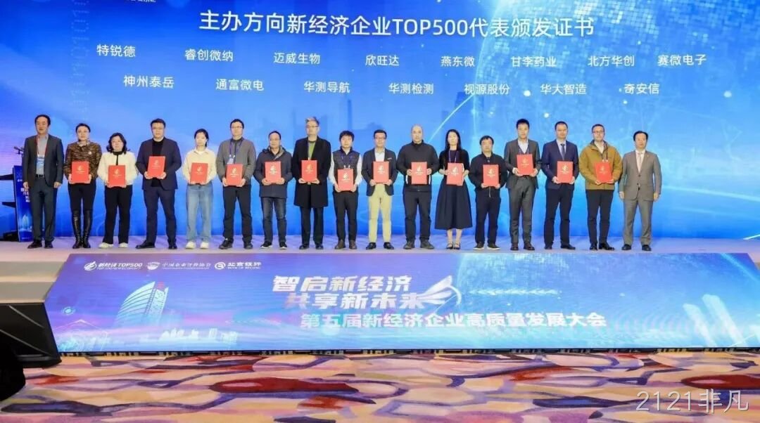 2121非凡荣登“2024中国新经济企业TOP500”